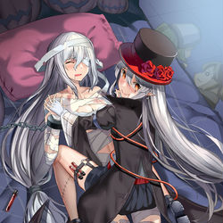 This is a pixiv picture whose title is 关于万圣节华法林使用昏睡红茶突♀袭斯卡蒂之事.