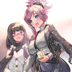 This is a pixiv picture whose title is 武蔵ちゃんとおっきーのデート！.