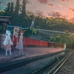 This is a pixiv picture whose title is 来ない電車.