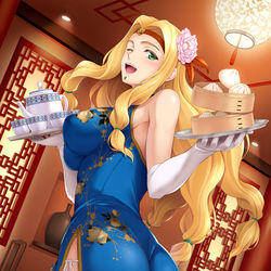 This is a pixiv picture whose title is 中華給仕なケツァル姐さん.