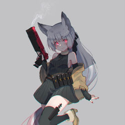 This is a pixiv picture whose title is 狐ハンドガン.