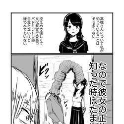 This is a pixiv picture whose title is (創作)普通と化け物.