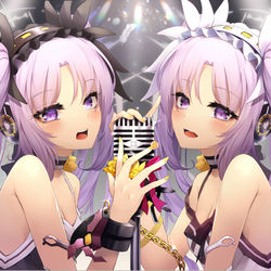 This is a pixiv picture whose title is 双つ星の歌姫.