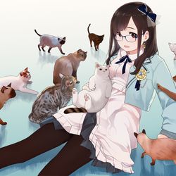 This is a pixiv picture whose title is 花鋏キョウちゃんと猫.