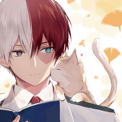 This is a pixiv picture whose title is 轟くんの左側で暖をとる猫が見られる季節になりましたね.