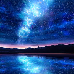 This is a pixiv picture whose title is ひょうたん池　星空.