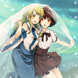 This is a pixiv picture whose title is 【文々。新聞友の会】風の少女達へ.