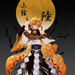 This is a pixiv picture whose title is 鬼化善逸.
