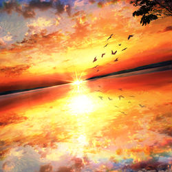 This is a pixiv picture whose title is 宵の導き.