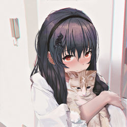 This is a pixiv picture whose title is 君と彼女と彼女の猫.