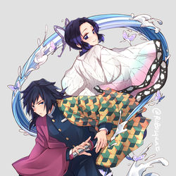 This is a pixiv picture whose title is 水柱と蟲柱.