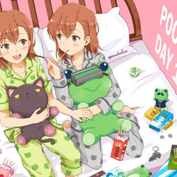 This is a pixiv picture whose title is 御坂姉妹 Pocky Day.