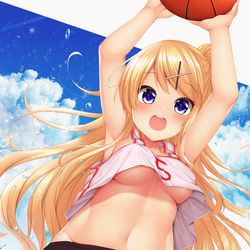 This is a pixiv picture whose title is カレンちゃんの下乳にシュゥゥゥーッ!!超エキサイティン!!.