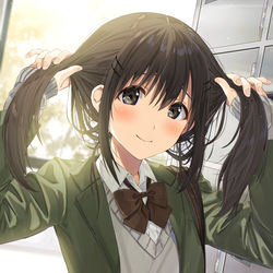 This is a pixiv picture whose title is 彼女にツインテールしてもらった②.