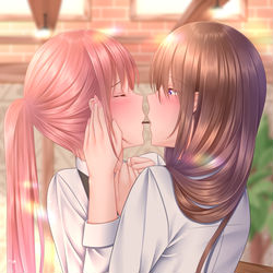 This is a pixiv picture whose title is 「先輩と後輩とポッキーと…」.