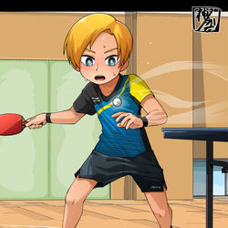 This is a pixiv picture whose title is 習作「卓球」.