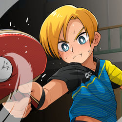 This is a pixiv picture whose title is 習作「卓球２」.