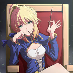 This is a pixiv picture whose title is ポッキーゲームセイバー.