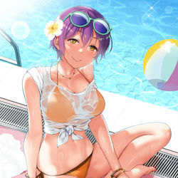 This is a pixiv picture whose title is 季節感とか気にしない水着絵.
