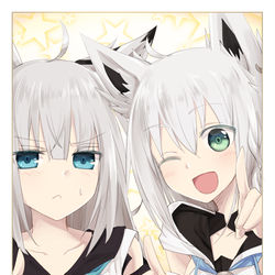 This is a pixiv picture whose title is 江風と白上フブキ.