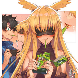 This is a pixiv picture whose title is 遅れちったポッキーゲーム.