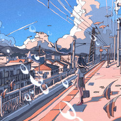 This is a pixiv picture whose title is 夏と入道雲.