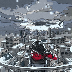 This is a pixiv picture whose title is 雪とマフラー.