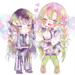 This is a pixiv picture whose title is 蜜璃ちゃんと時透くん.
