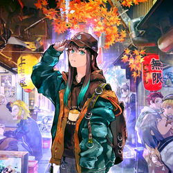 This is a pixiv picture whose title is 現代×鬼滅の刃.