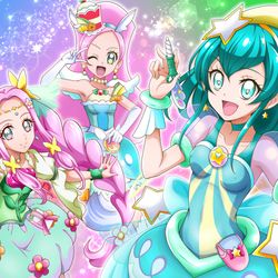 This is a pixiv picture whose title is ララと追加緑キュア.
