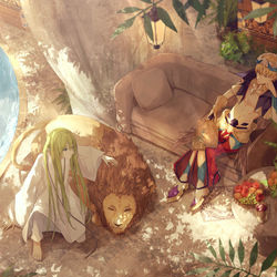 This is a pixiv picture whose title is 王の休息.