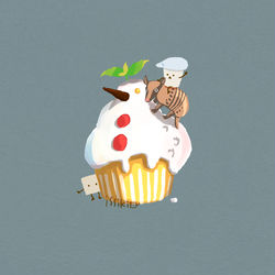This is a pixiv picture whose title is 雪だるまマフィン.