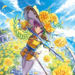 This is a pixiv picture whose title is 【ヴァンガード】孔雀草の銃士 ラケーレ.