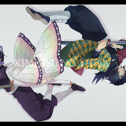 This is a pixiv picture whose title is しのぶと義勇.