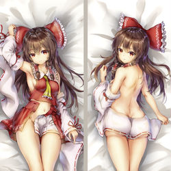 This is a pixiv picture whose title is 霊夢抱き枕.