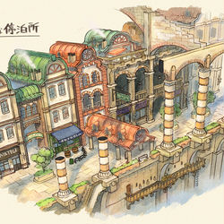 This is a pixiv picture whose title is 空の町の小さな停泊所.