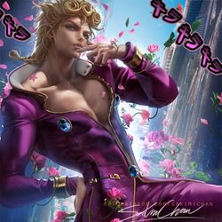 This is a pixiv picture whose title is 乔鲁诺·乔巴拿 Older Giorno pinup.