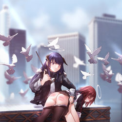 This is a pixiv picture whose title is Mostima & Exusiai.