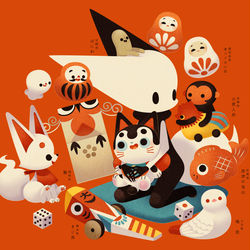 This is a pixiv picture whose title is 九州の縁起物わいわい（てづバ32に参加します）.