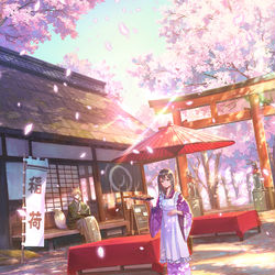 This is a pixiv picture whose title is お越しください稲荷寿司あやかし神社.