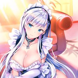 This is a pixiv picture whose title is ベルファストの膝枕はいかがでしょうか？.