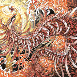 This is a pixiv picture whose title is 赤花の道.