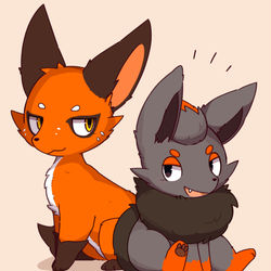 This is a pixiv picture whose title is ゾロア＆クスネ.