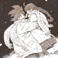 This is a pixiv picture whose title is 「いい夫婦の日」悟チ＆ベジブル.