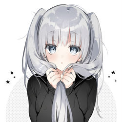 This is a pixiv picture whose title is 銀髪ツインテちゃん.