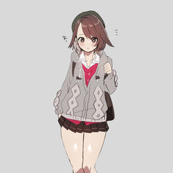 This is a pixiv picture whose title is 剣盾女子×制服の姿.