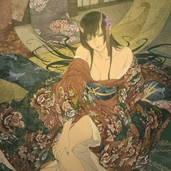 This is a pixiv picture whose title is 鬼嫁.