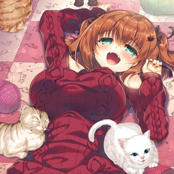 This is a pixiv picture whose title is 猫カフェデート.