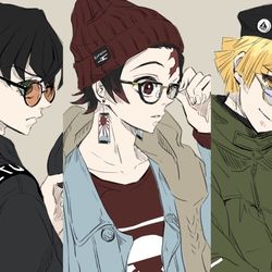 This is a pixiv picture whose title is 鬼滅メガネ.