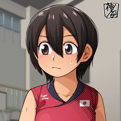 This is a pixiv picture whose title is 習作「バレー女子」.